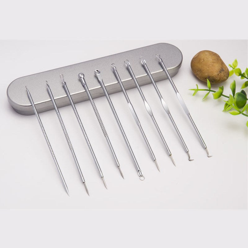 9pcs Stainless Steel Acne Needle Cell Clamp