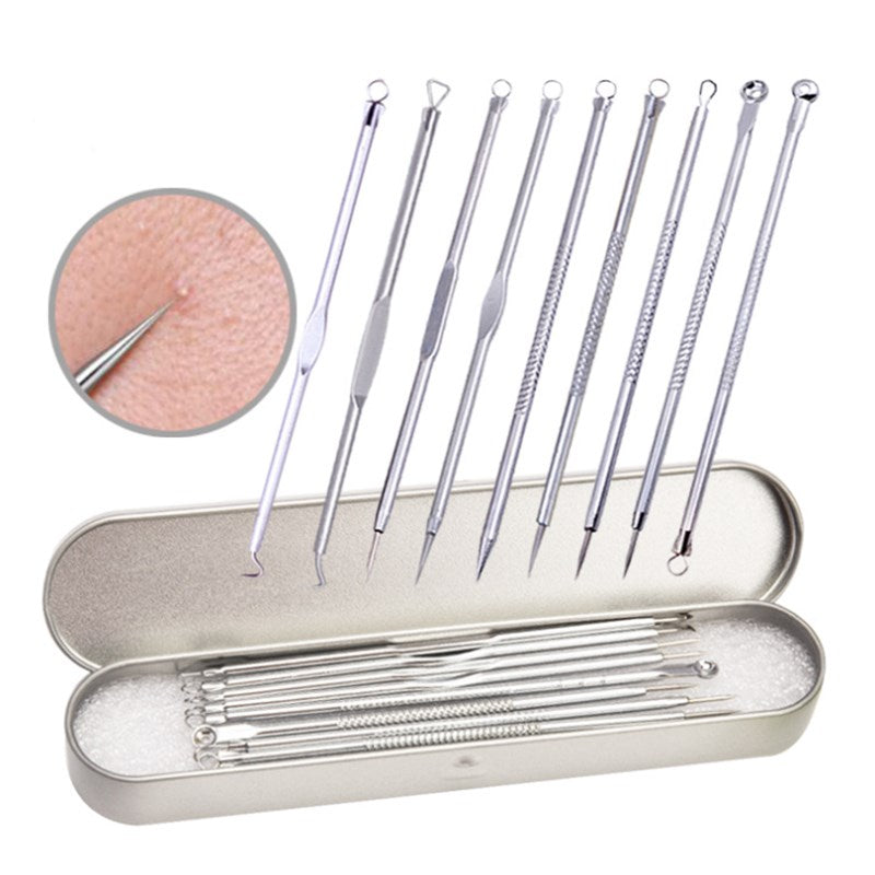9pcs Stainless Steel Acne Needle Cell Clamp